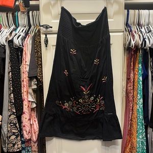 Roxy sz s strapless dress swim coverup gathered top embroidered skirt